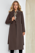 Klasikinis šokolado spalvos vilnonis paltas moterims – elegantiškas rudeninis ir žieminis paltas